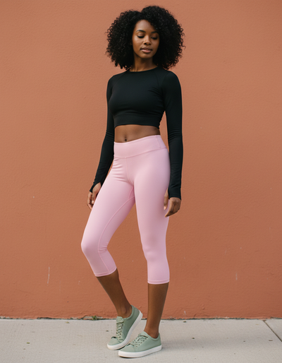 Powder Pink Capri Leggings capri leggings