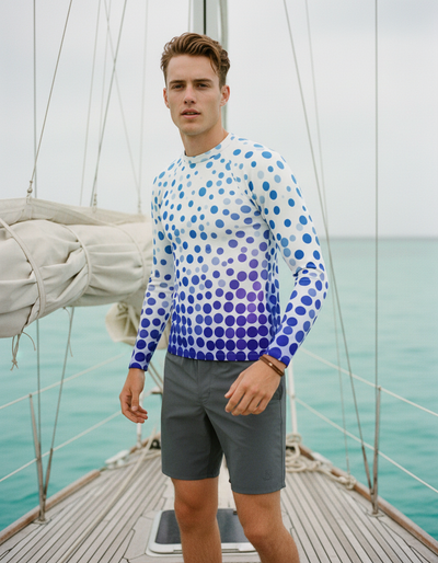 Men's Blue Aura Pixel rash guard