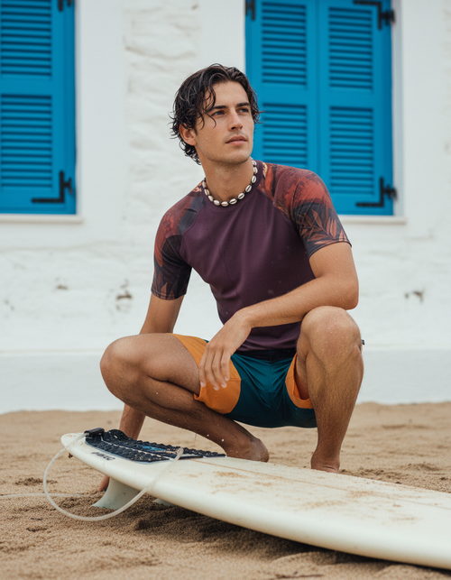 Amaranth Tropique Rash Guard Men's Rashguard — Dripper