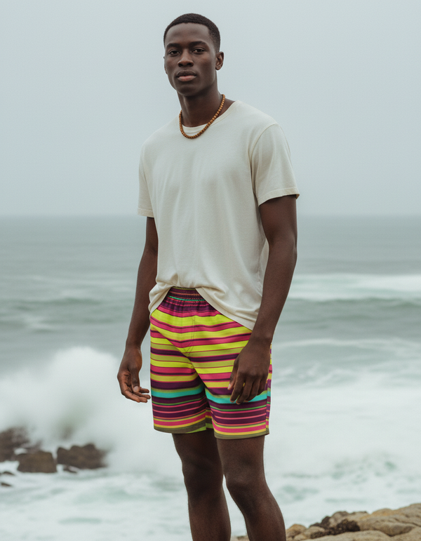 Men's Striped Swim Trunks