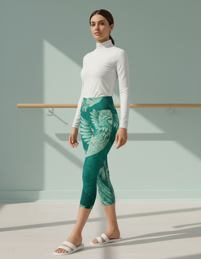 Transformative Teal Celestial Capri Yoga Leggings capri yoga leggings