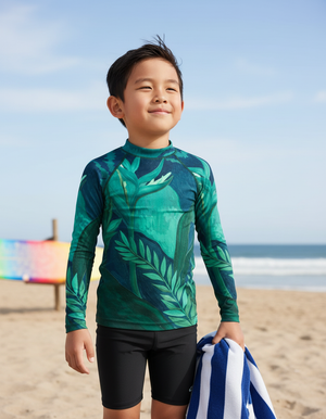 Turquoise Tropique Kids Rash Guard bikini — Dripper