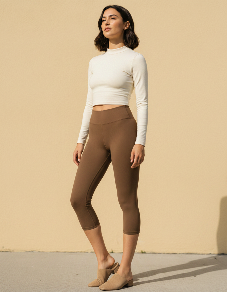 Hazelnut Leggings Capri Yoga Leggings — Dripper