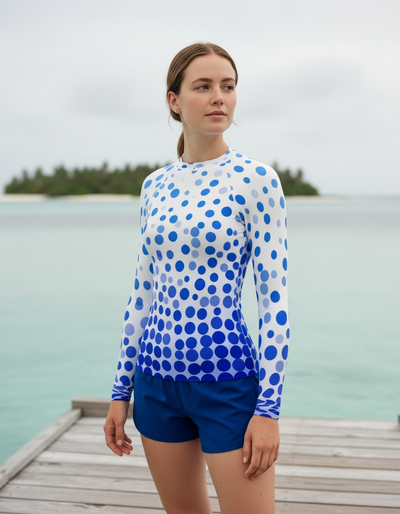 Women's Blue Aura Pixel rash guard
