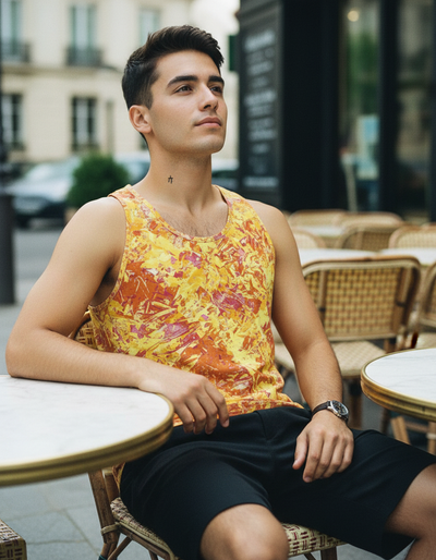 Men's Citrus Orange Glint Tank Top tank top