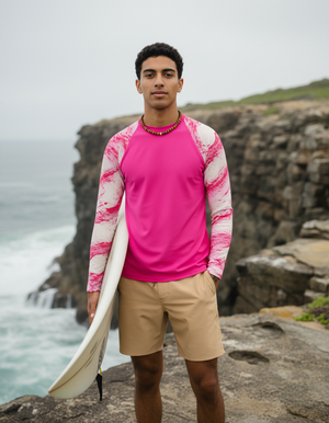 Hot Pink Eclipse Rash Guard Men's Rashguard — Dripper