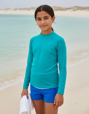 Teal Youth Rash Guard Youth Rash Guard — Dripper