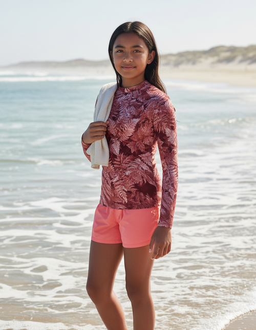 Dusty Rose Verdant Youth Rash Guard Youth Rash Guard — Dripper