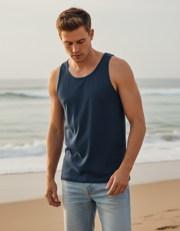 Dark Denim Tank Top Men's Tank Top — Dripper