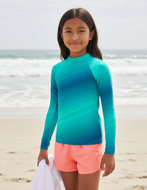 Kids Turquoise Ripple kids rashguards