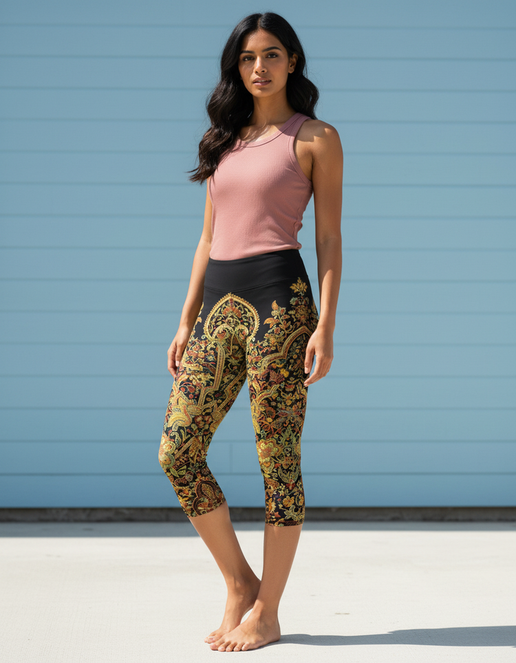 Women's Mughal Floral Capri Leggings