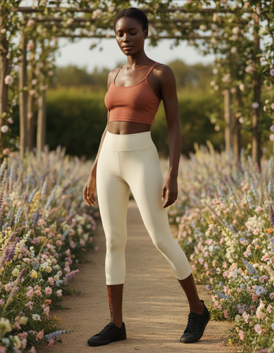 Linen Cream Capri Yoga Leggings capri yoga leggings