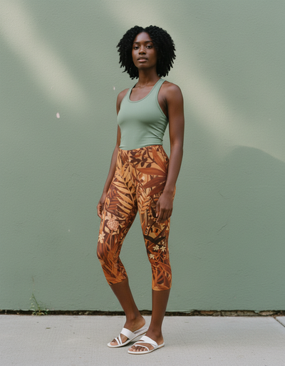 Citrus Orange Oasis Capri Leggings capri leggings