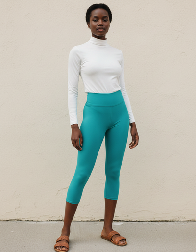 Teal Capri Yoga Leggings capri yoga leggings
