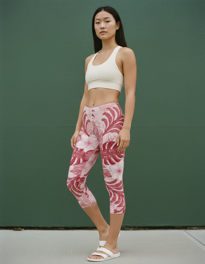 Hot Pink Hula Capri Leggings capri leggings