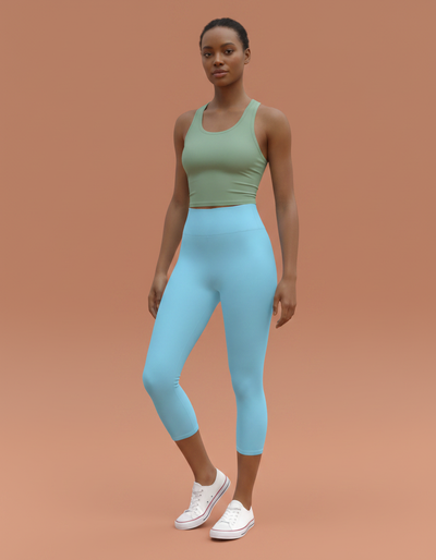 Sky Blue Capri Yoga Leggings capri yoga leggings