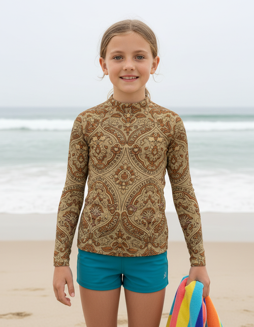 Kids Coffee Bean Sari kids rashguards