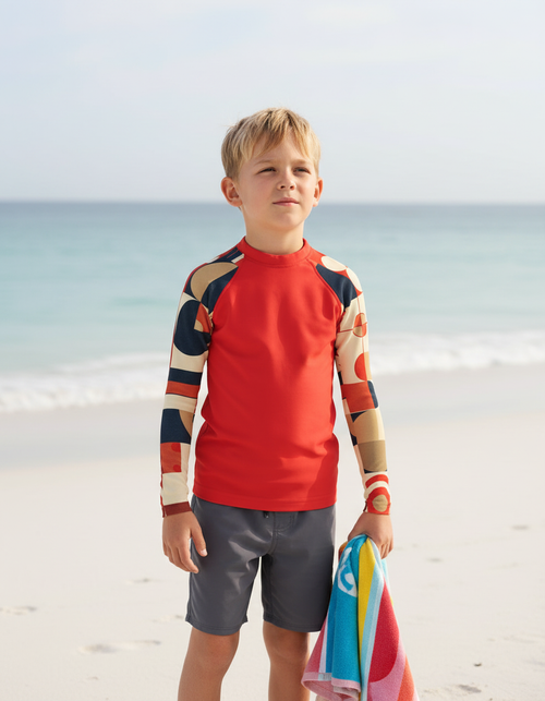 Fiery Red Form Kids Rash Guard Kids Rash Guard — Dripper