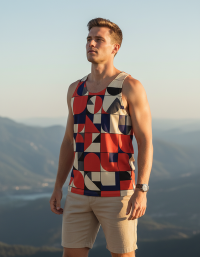 Men's Citrus Orange Tonal Tank Top tank top