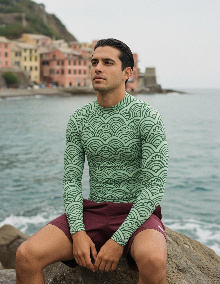 Men's Runway Emerald Aoi men's rashguards