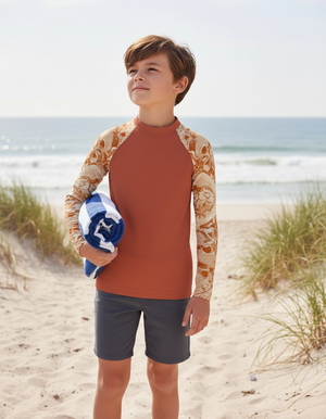 Burnt Sienna Burst Kids Rash Guard Kids Rash Guard — Dripper
