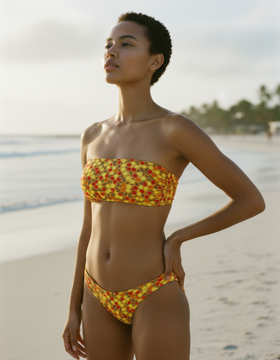 Yellow Asahi bandeau bikini