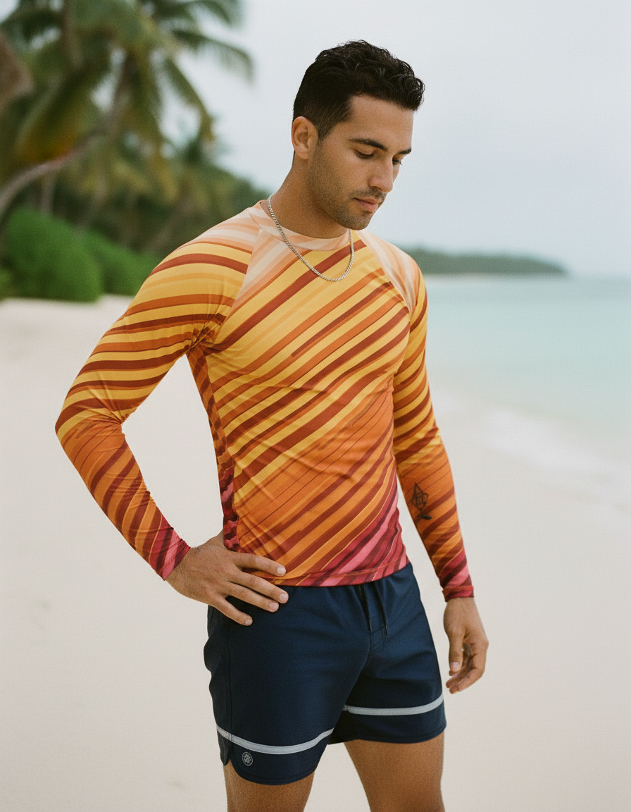 Men's Citrus Orange Prism men's rashguards