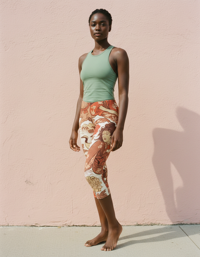 Fiery Red Kintsugi Capri Leggings capri leggings