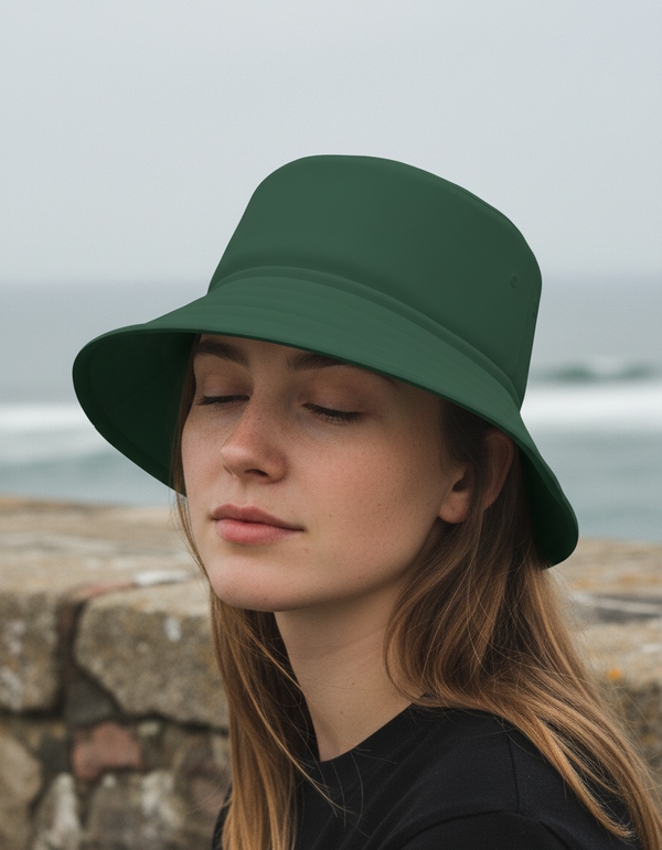 Bucket Hat in Bottle Green