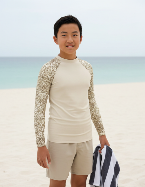 Angora Zellige Youth Rash Guard Youth Rash Guard — Dripper