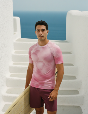 Men's Amaranth Mosaic men's short-sleeve rashguards