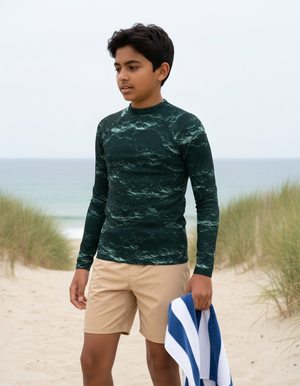 Turquoise Eclipse Youth Rash Guard Youth Rash Guard — Dripper