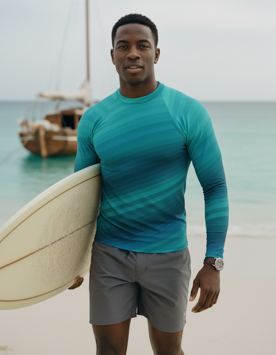 Men's Transformative Teal Ripple rash guard