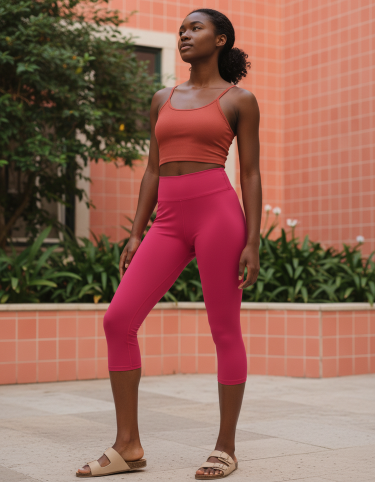 Viva Magenta Leggings Capri Yoga Leggings — Dripper