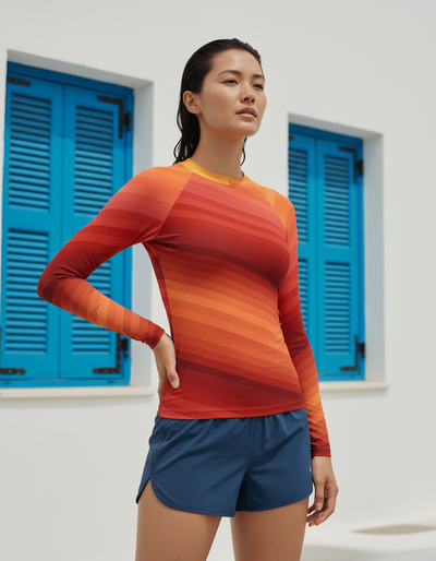Women's Burnt Sienna Ripple rash guard