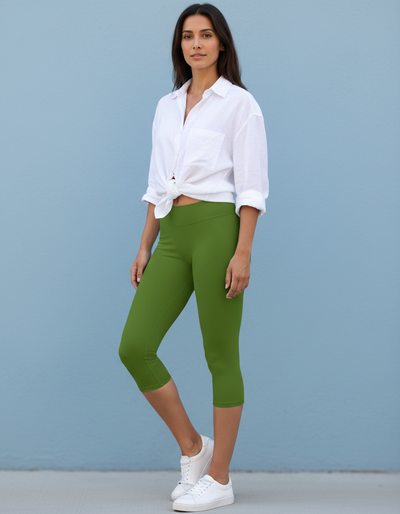 Avocado Green Capri Leggings capri leggings