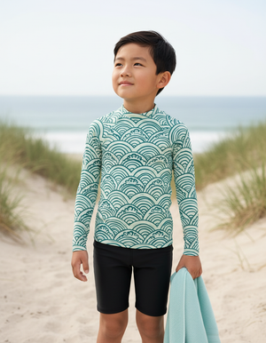 Transformative Teal Aoi Kids Rash Guard Kids Rash Guard — Dripper