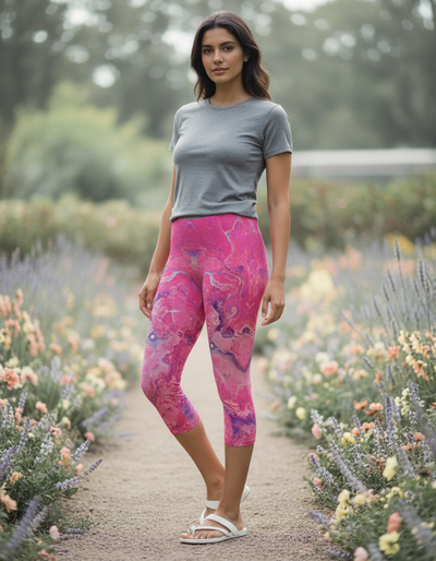 Hot Pink Kaleidoscope Capri Leggings capri leggings