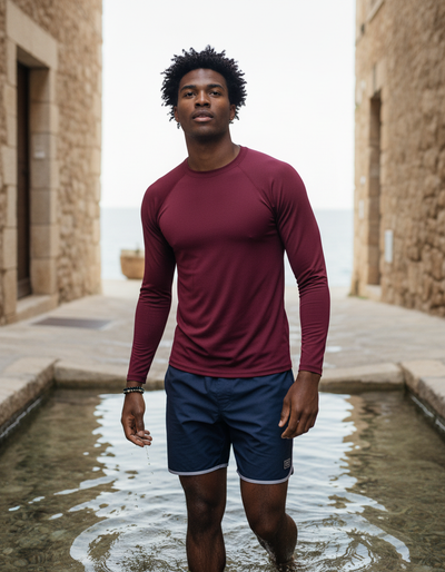 Men's Burgundy rash guard