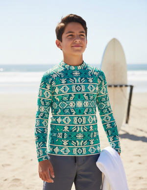 Turquoise Estilo Youth Rash Guard Youth Rash Guard — Dripper