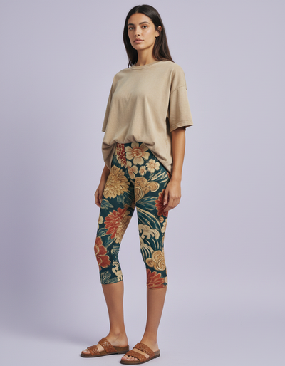 Coral Edo Capri Leggings capri leggings