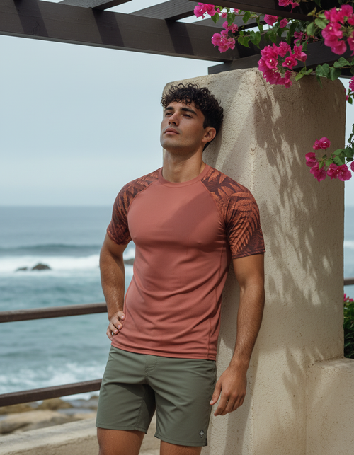 Burnt Sienna Emerald Rash Guard Men's Rashguard — Dripper