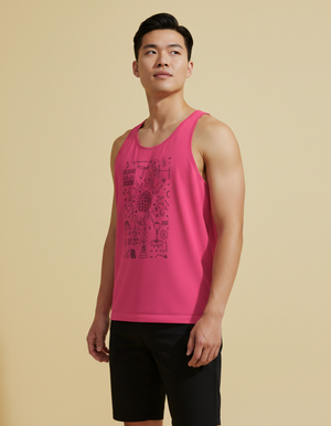 Hot Pink Fern Tank Top Men's Tank Top — Dripper