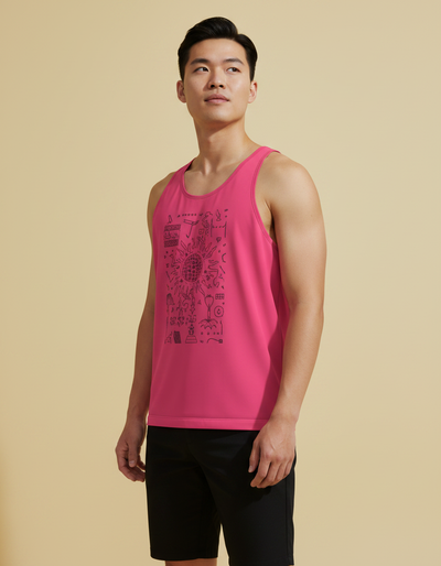 Men's Hot Pink Fern Tank Top tank top