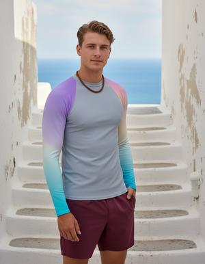 Men's Blue Aura Prism men's short-sleeve rashguards
