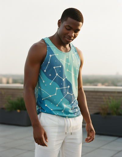 Men's Blue Aura Nebula Tank Top tank top