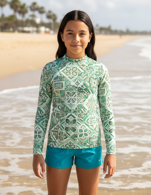 Youth Jelly Mint Helix youth rashguards
