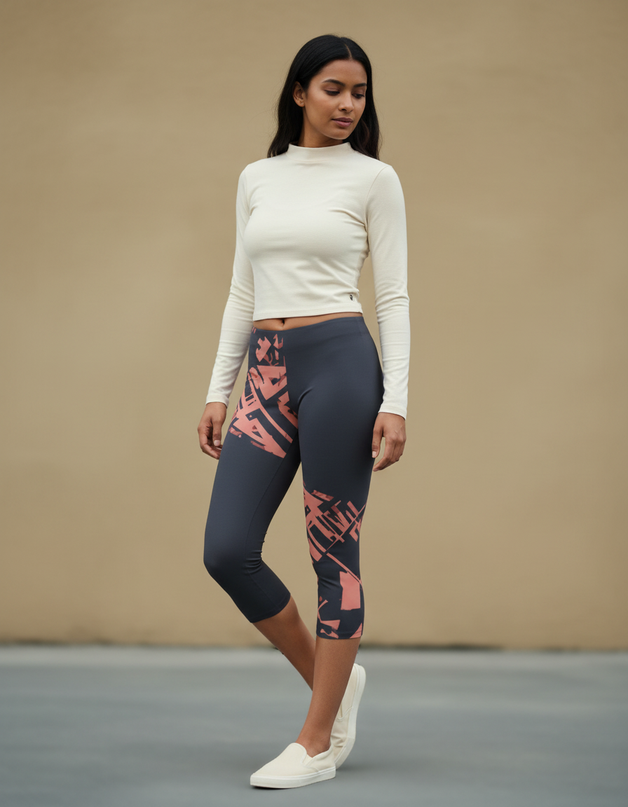 Tea Rose Vivid capri leggings