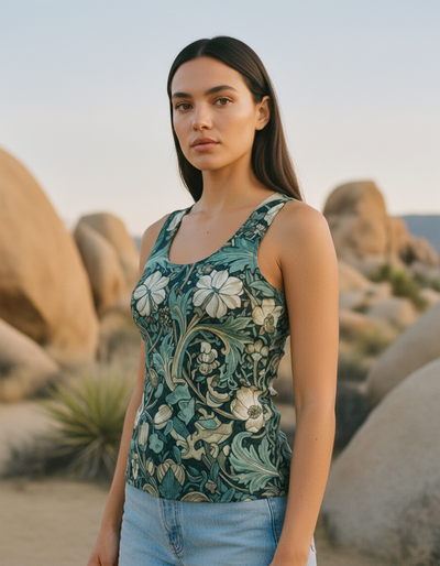 Women's Turquoise Chrysanthemum Tank Top tank top