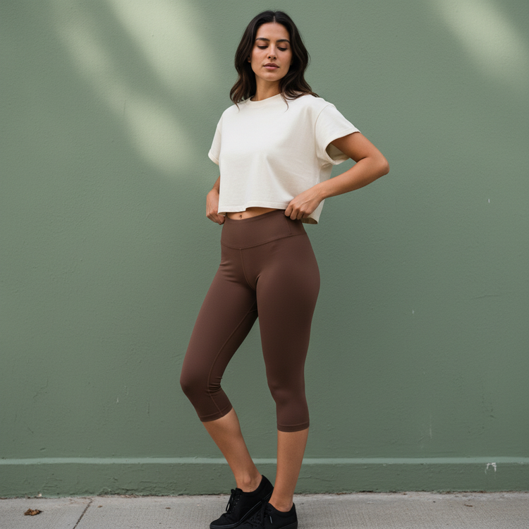 Walnut Leggings Capri Yoga Leggings — Dripper